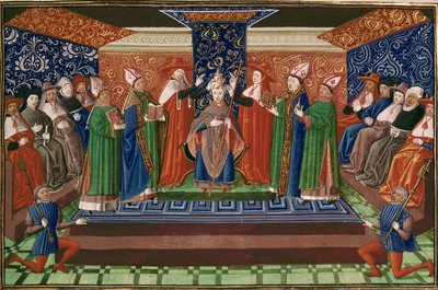 Coronación del Papa Bonifacio IX, de la Crónica de Froissart, Vol IV (vitela) de French School