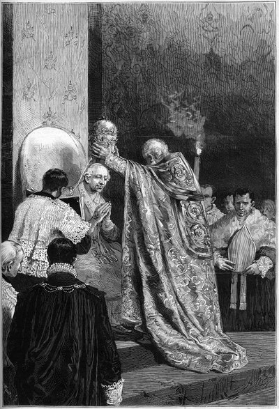 Coronación del Papa León XIII (Leone) (1810-1903) en la Capilla Sixtina de French School