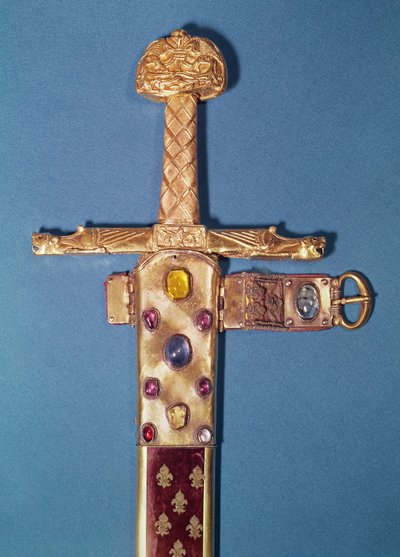 Espada de coronación de los reyes de Francia, perteneciente a Carlomagno (742-814), conocida como Joyeuse (metal) de French School