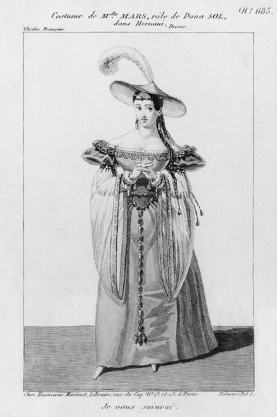 Diseño de Vestuario para Mademoiselle Mars en el Papel de Doña Sol, en 