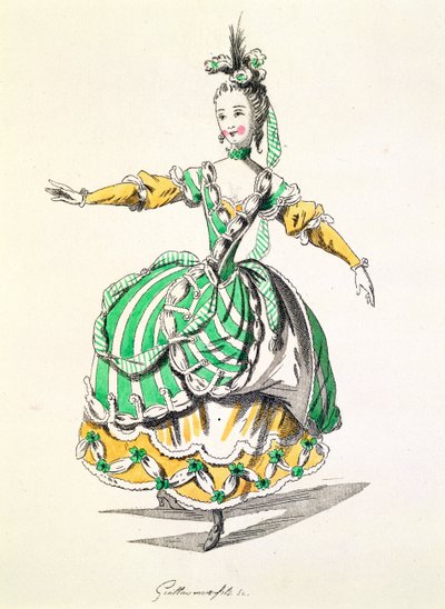 Diseño de vestuario para Frigia, en Dardanus, un libreto de Leclerc de Labruere, compuesto por Jean-Philippe Rameau (1683-1764) facsímil de A. Guillaumot Fils (grabado en color) de French School