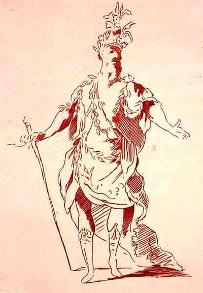 Diseño de vestuario para un Dios del Río, de la Colección Menus Plaisirs, facsímil de A. Guillaumot Fils, c.1750 de French School