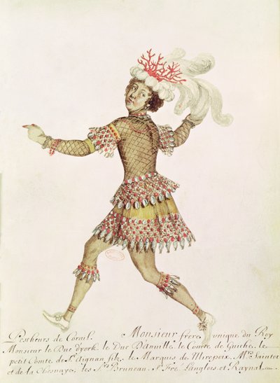 Diseño de vestuario para un pescador de coral para El matrimonio de Tetis y Peleo de Francesco Cavalli (1602-76) 1654 de French School