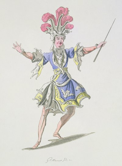 Diseño de vestuario para el Mago, en Dardanus, un libreto de Leclerc de Labruere, compuesto por Jean-Philippe Rameau (1683-1764) facsímil de A. Guillaumot Fils (grabado en color) de French School