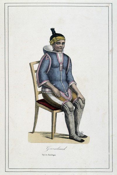 Traje de Groenlandia - en “Álbum de los viajes, los pueblos de la tierra” de Abbé Paul Jouhanneaud, Librería de Buenos Libros, Limoges de French School