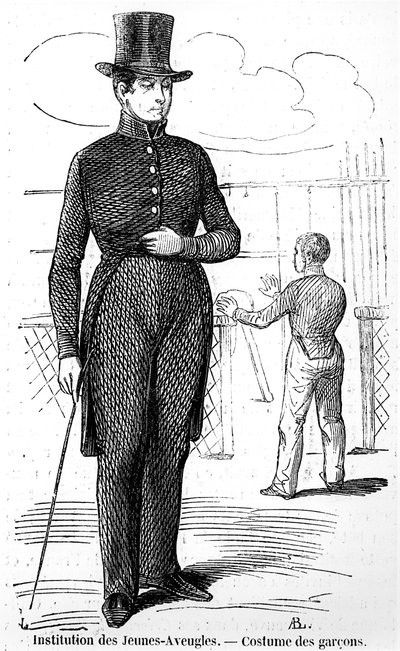 Traje para Niños en el Instituto para Jóvenes Ciegos, en Tableau de Paris por Edmond Texier, publicado en 1852 de French School