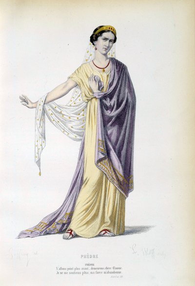 Vestuario para el personaje de Fedra en la obra del mismo nombre de Jean Racine (1639-1699) siglo XIX París, Comedia Francesa de French School