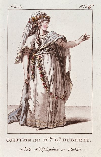 Traje de la Srta. Huberti para el papel de Ifigenia en Aulide de Gluck de French School