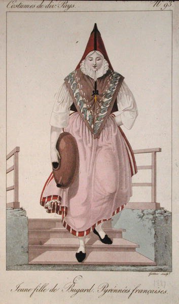 Traje de una niña de Bugard en los Pirineos franceses de French School