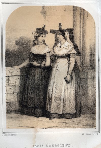 Trajes de Borgoña - grabado en “Las tardes de mi tío: memorias y relatos de viajes” por Moring Michel - Finales del siglo XIX de French School
