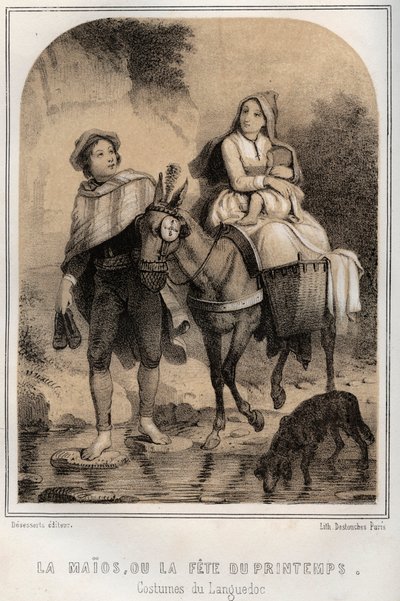 Trajes del Languedoc - la Maios o la fiesta de la primavera - grabado en THE SOURCES DE MON UNCLE MEMORIES ET RECITTS DE Voyages por MORING MICHEL - Finales del siglo XIX de French School
