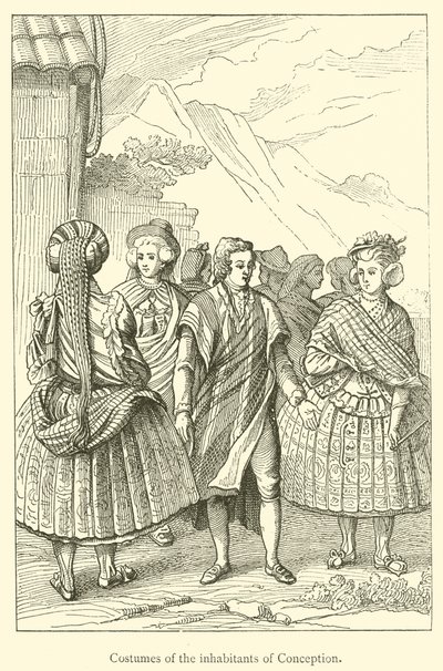 Trajes de los habitantes de Concepción (grabado) de French School