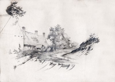 Cabaña en Francia (dibujo, circa 1850) de French School
