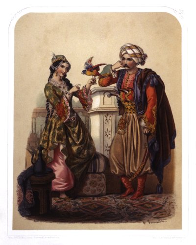Pareja en Turquía, c.1850 (litografía) de French School