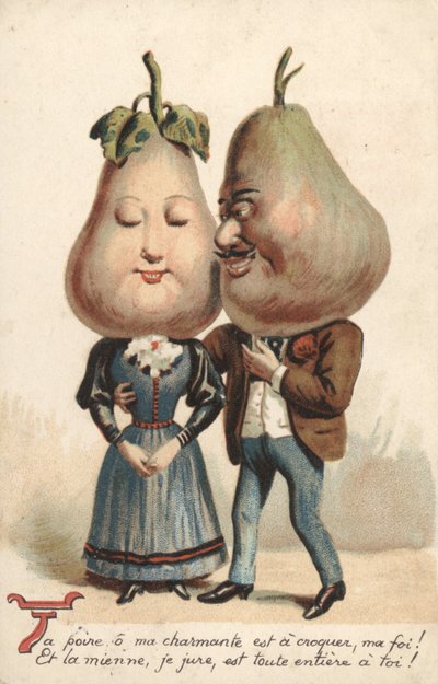 Pareja con cabezas de pera de French School