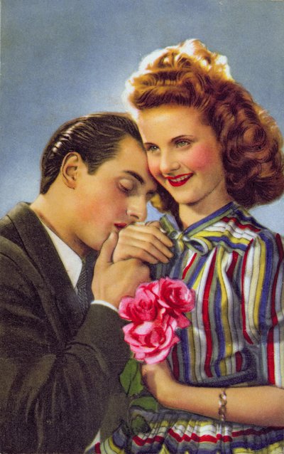 Pareja con rosas, c.1930 de French School