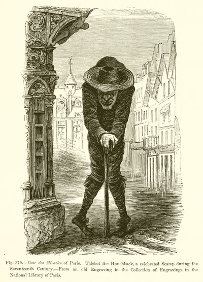 Cour des Miracles de París. Talebot el Jorobado, un famoso bribón durante el siglo XVII de French School