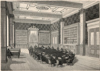 Cour des comptes - biblioteca y sala del consejo - Grabado en "Tableau-de-Paris" por Edmond Texier 1852 de French School