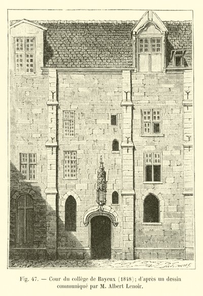 Patio del colegio de Bayeux, 1848; según un dibujo comunicado por M. Albert Lenoir de French School