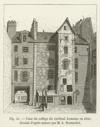 Patio del colegio del cardenal Lemoine en 1850, dibujado del natural por M. A. Bonnardot de French School