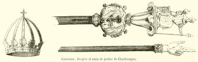 Corona, Cetro y mano de justicia de Carlomagno de French School