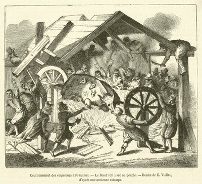 Coronación de los emperadores en Frankfurt, El Buey asado entregado al pueblo de French School