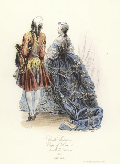 Traje de corte, reinado de Luis XV de Francia de French School
