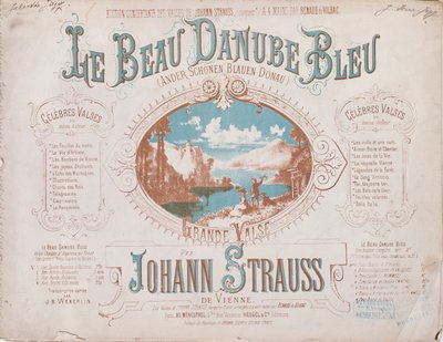 Portada de la partitura del Vals del Danubio Azul de French School