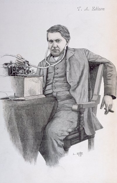 Ilustración de portada de La Revue Illustrée que representa a Thomas Alva Edison, 1889 de French School
