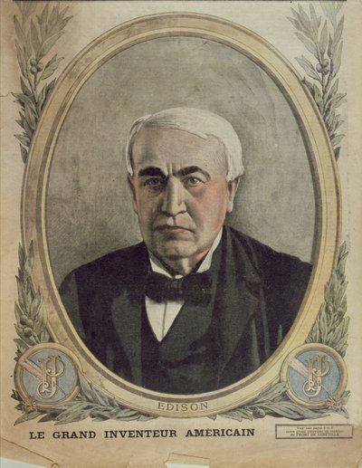 Ilustración de portada de Le Petit Journal que representa a Thomas Alva Edison, 1917 de French School