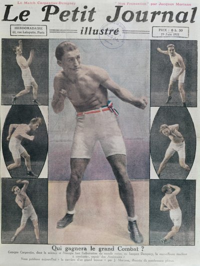 Portada de Le Petit Journal con la pelea entre Carpentier y Dempsey, 1921 de French School