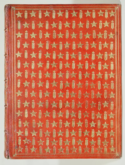 Cubierta de un libro propiedad del Cardenal Mazarino, con los emblemas del cardenal de estrellas y fasces, 1644 de French School