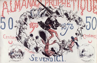 Portada de un almanaque profético que representa a Nostradamus, 1873 de French School