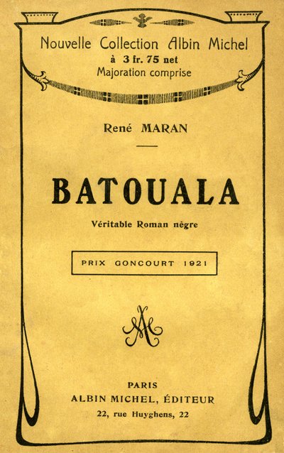 Portada del libro "Batouala, novela negra verídica" de René Maran de French School