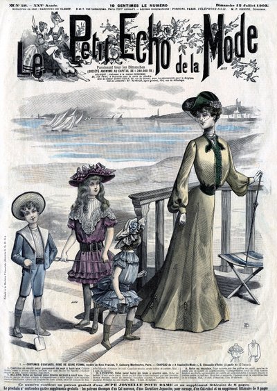 Portada de la revista femenina Le Petit Echo de la Mode, n28 del 12 de julio de French School