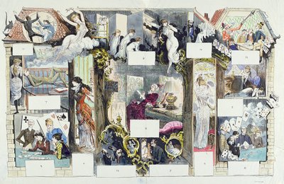 Sección transversal de una casa parisina, ilustración de La Vie Parisienne, c.1875 de French School