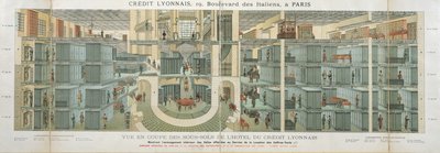 Sección transversal del sótano del Crédit Lyonnais, 19 Boulevard des Italiens, c.1878-82 de French School