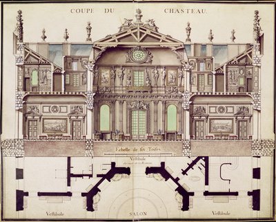 Plano seccional del Château de Marly, 1714 de French School