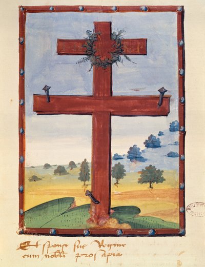 Cruz de Lorena, miniatura de un manuscrito relacionado con René II (1451-1508) Duque de Lorena de French School