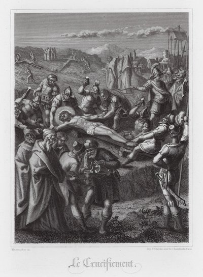 Crucifixión de Jesucristo (grabado) de French School