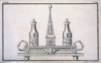 Juego de vinagreras en soporte, de un libro de patrones de diseños de metal neoclásico compilado por Duhamel, c.1770s-80s de French School