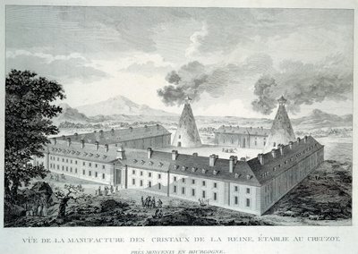 Obras de cristal de la Reina María Antonieta en Creusot cerca de Moncenis en Borgoña. Grabado de 1787. Le Creusot, Ecomuseo de French School