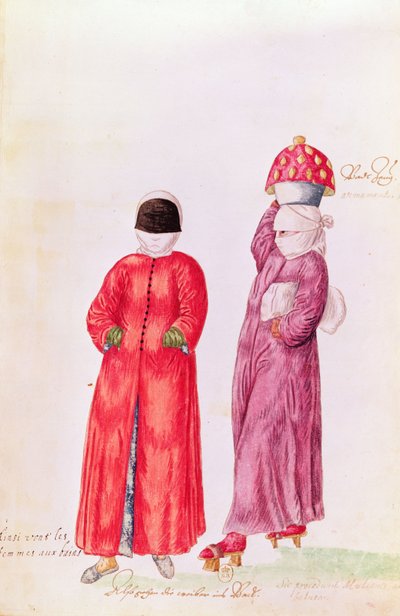 Costumbres y trajes de los países orientales y diferentes estados de vestimenta - mujeres yendo a bañarse, 1513 de French School