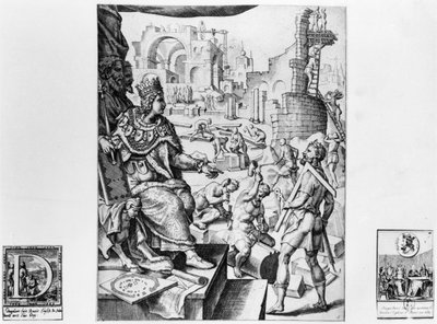 Dagoberto I, Rey de los Francos, supervisando la construcción de la Basílica de Saint-Denis de French School