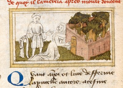 Dama Oiseuse admitiendo al Amante a través de las puertas del Jardín de los Placeres, de 