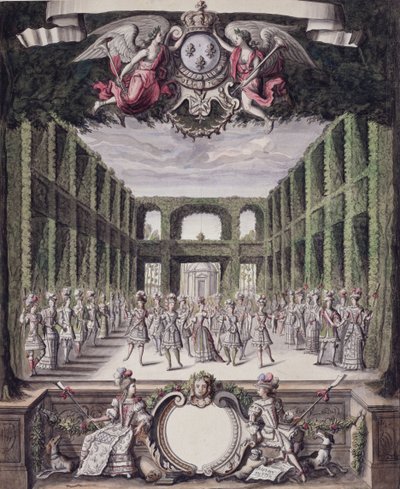 Baile en un Jardín Formal, de una colección titulada Les Menus Plaisirs du Roi de French School