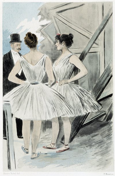 Bailarines detrás de escena del teatro - en “Nos contemporains” de Octave Uzanne de French School