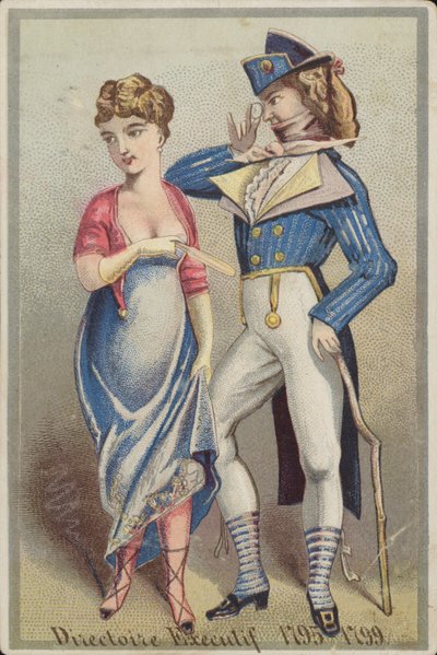 Caballero elegante de pie con dama de French School