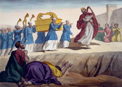 David escoltando el Arca de la Alianza a Jerusalén, ilustración de un catecismo L