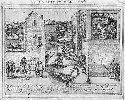 Muerte del Almirante Gaspard II de Coligny (1519-72) en el momento de la Masacre de San Bartolomé en 1572 de French School